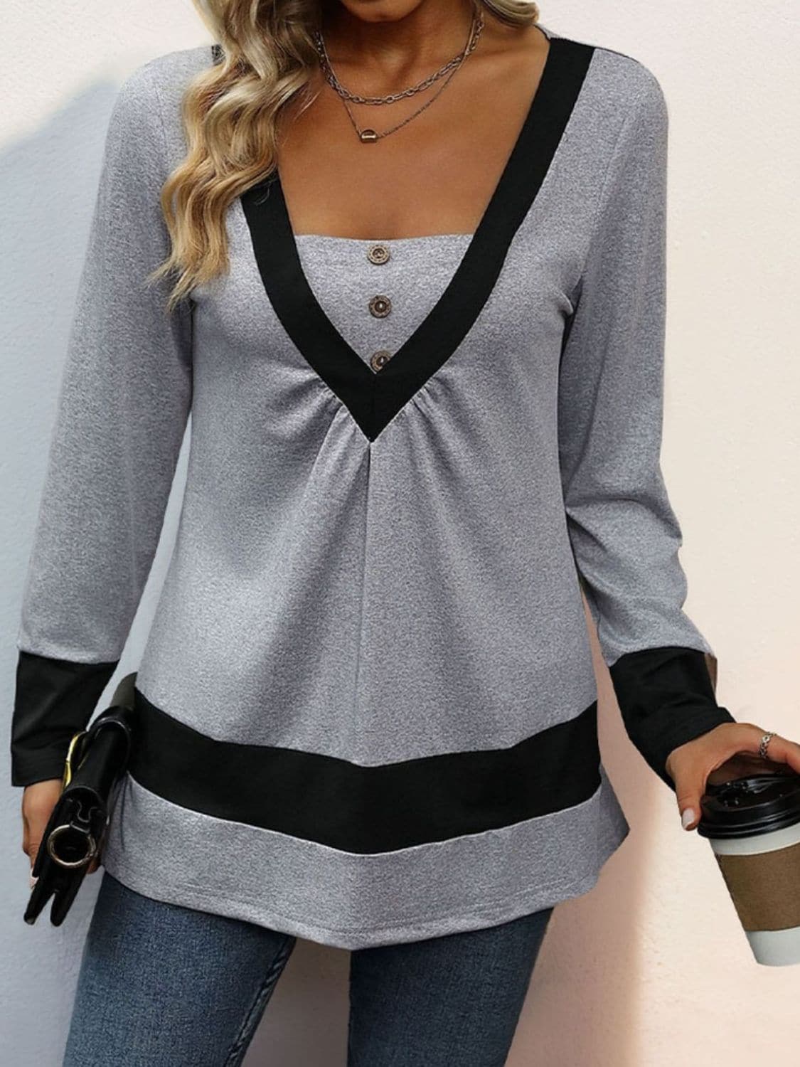 Contrast Long Sleeve T-Shirt.