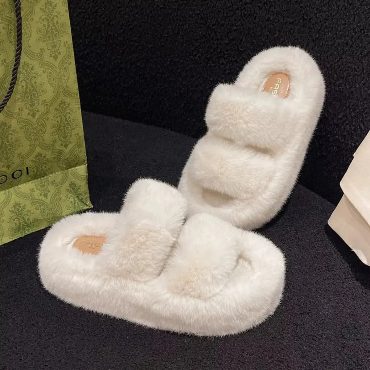 Fuzzy Open Toe Slippers Simply Love