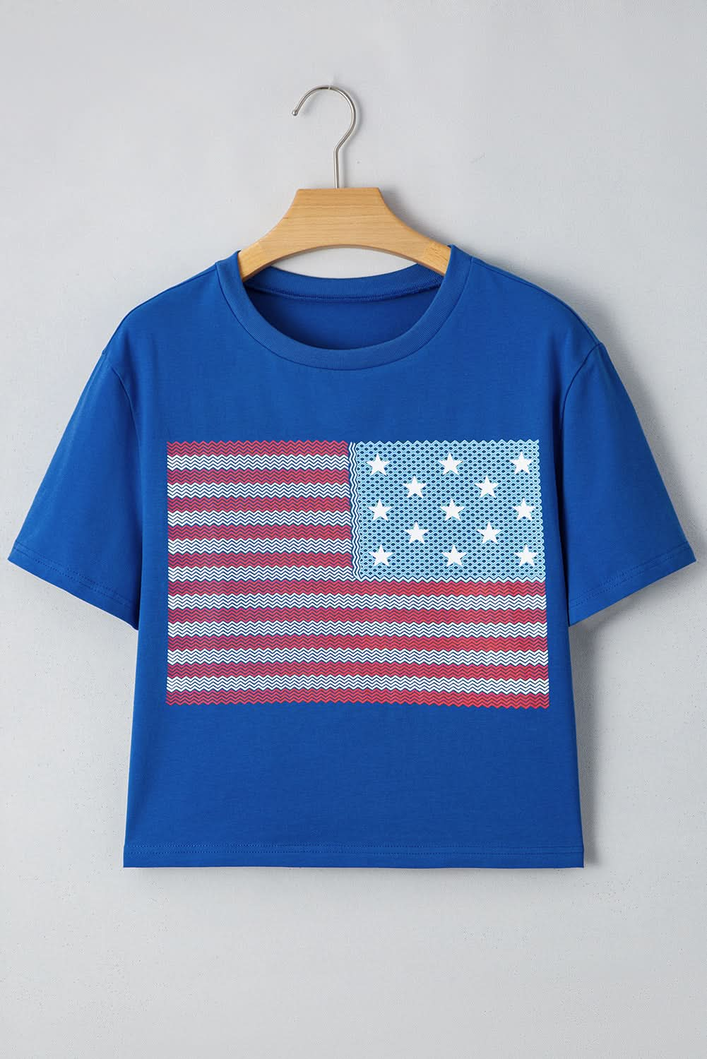 Teal American Flag Crew Neck Short Sleeve Tee