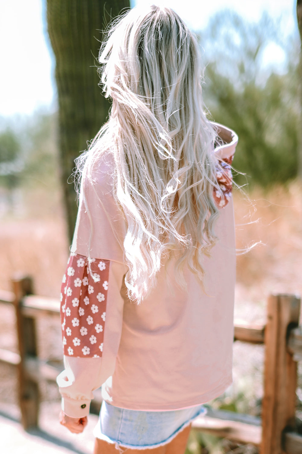 Floral star patchwork hoodie