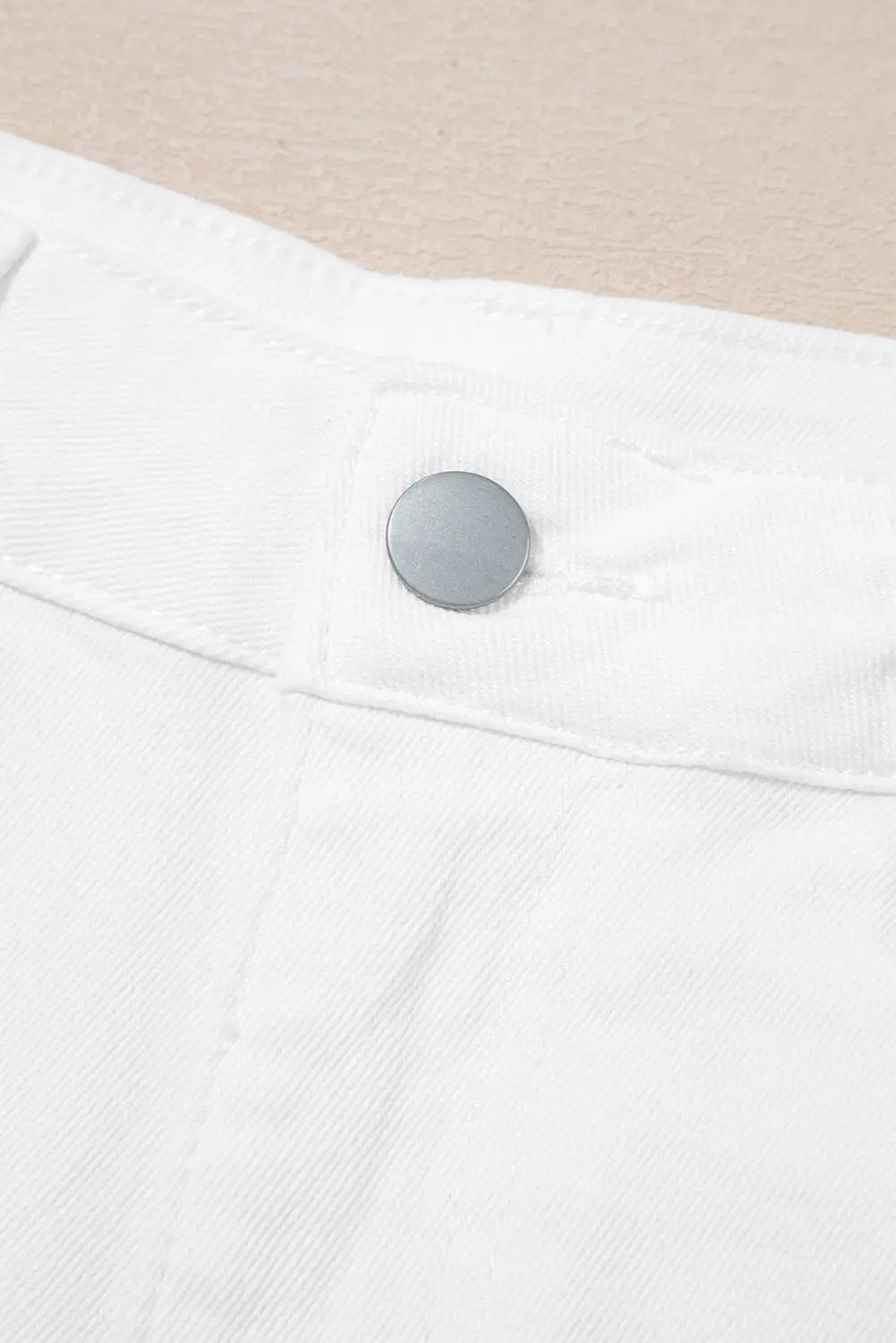 White Scalloped Hemline Acid Wash High Waist Denim Shorts Love Salve