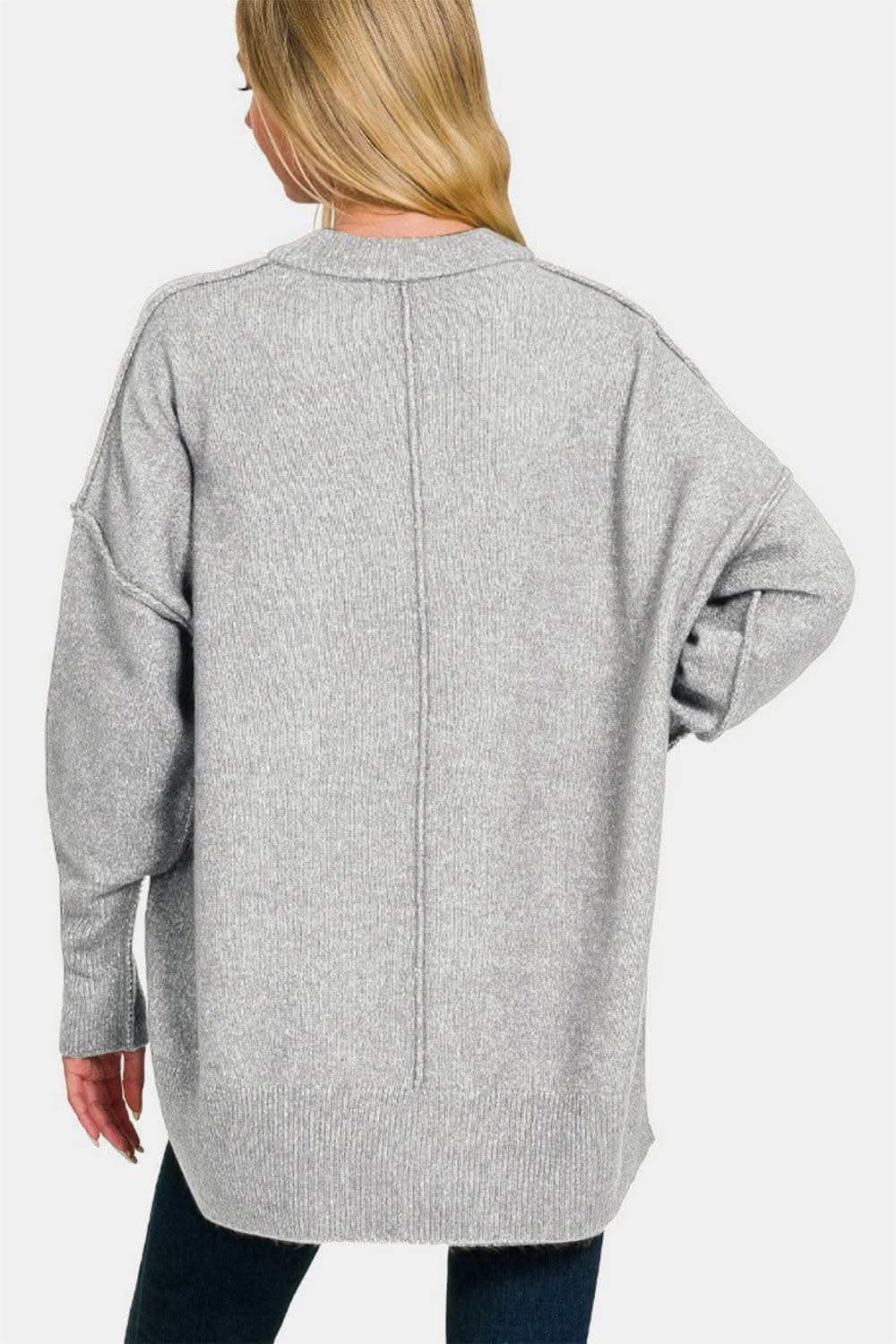 Zenana high-low sweater with pockets - Love Salve 