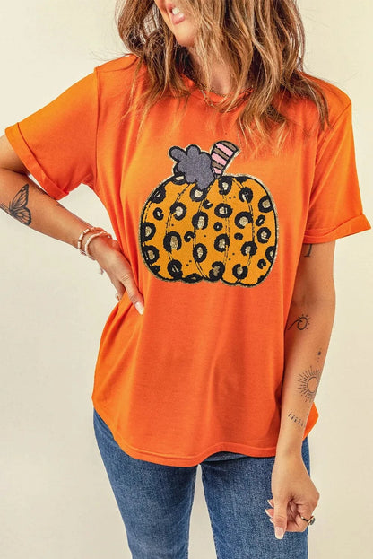 Cozy pumpkin short sleeve tee for effortless style