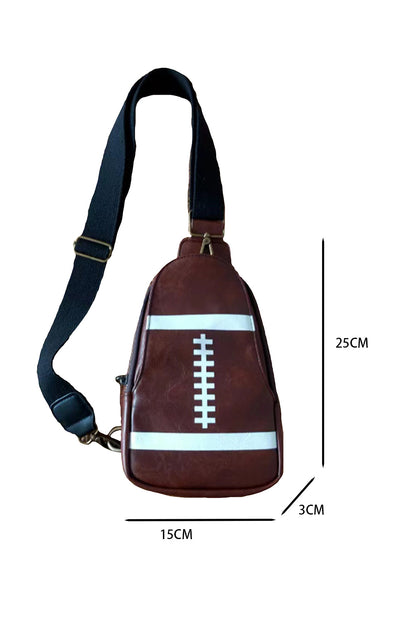 Sporty chic brown rugby football mini crossbody bag