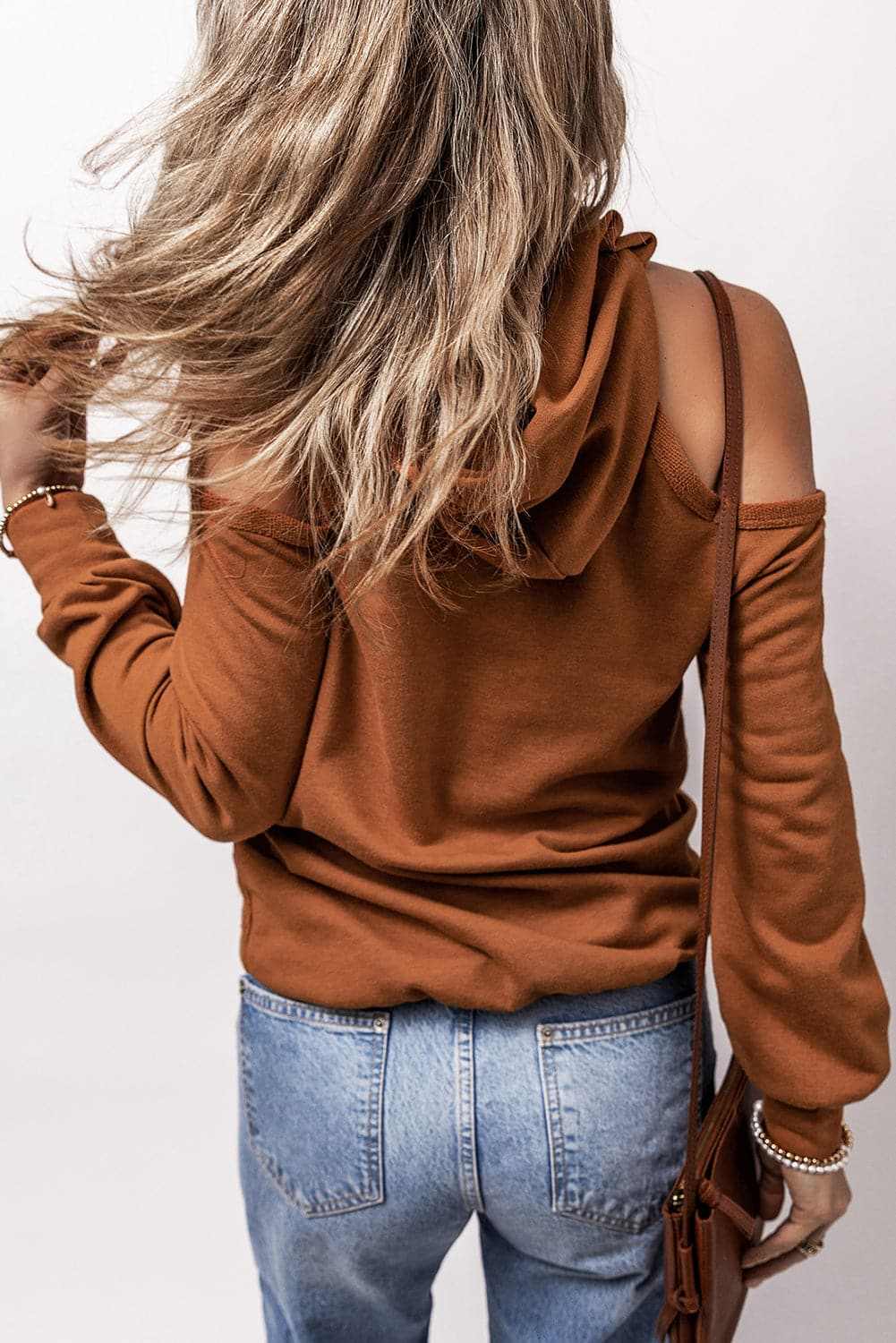 Chic cold shoulder hoodie, long sleeve - Love Salve 