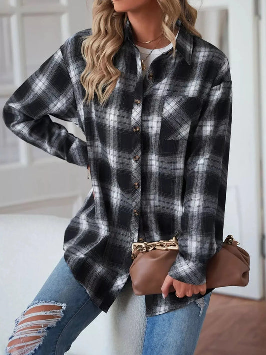 Casual Plaid Button Up Shirt Simply Love