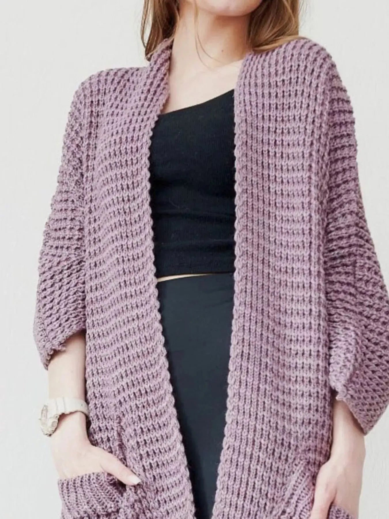 Full Size Chunky Knit Open Front Cardigan Plus Size Simply Love