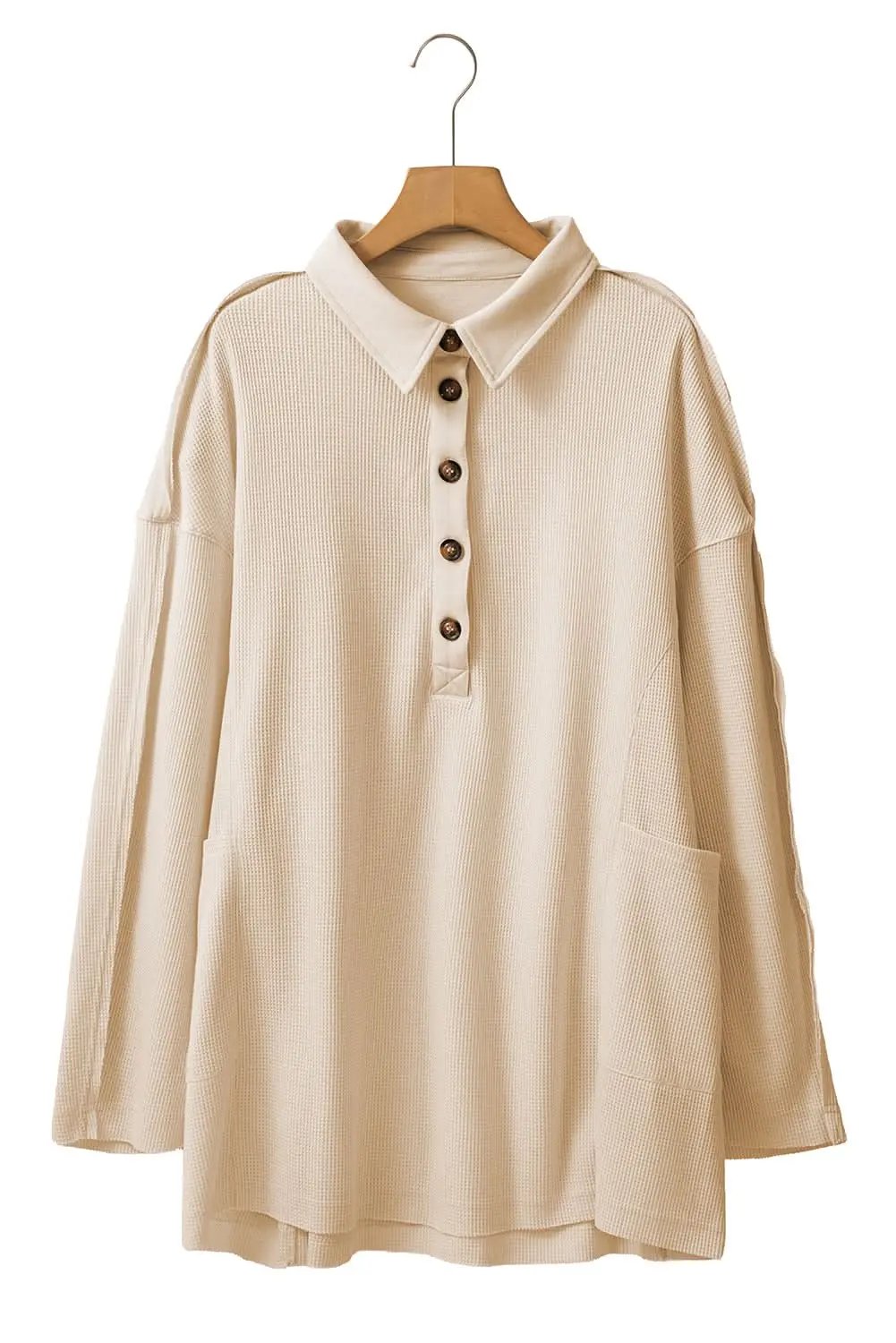 Cozy plus size thermal tunic with pockets - Love Salve 