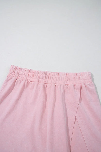 Mineral Wash Cotton Tank Top and Slit Skort Set