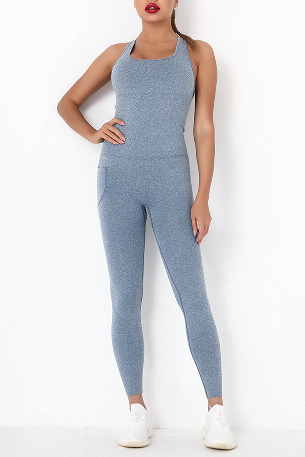 Crisscross Wide Strap Active Jumpsuit.