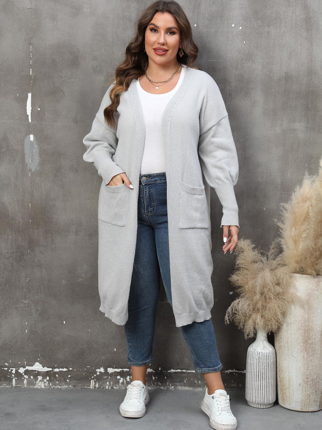 Plus Size Long Sleeve Pocketed Cardigan Coco’s Tee Boutique