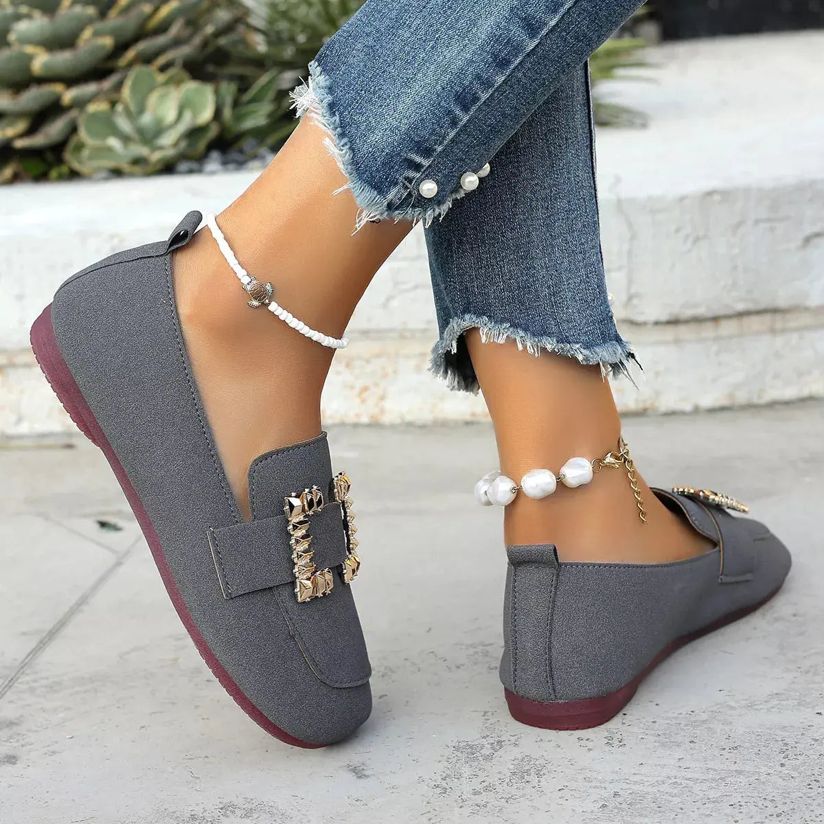Decor Buckle Round Toe Slip-On Simply Love
