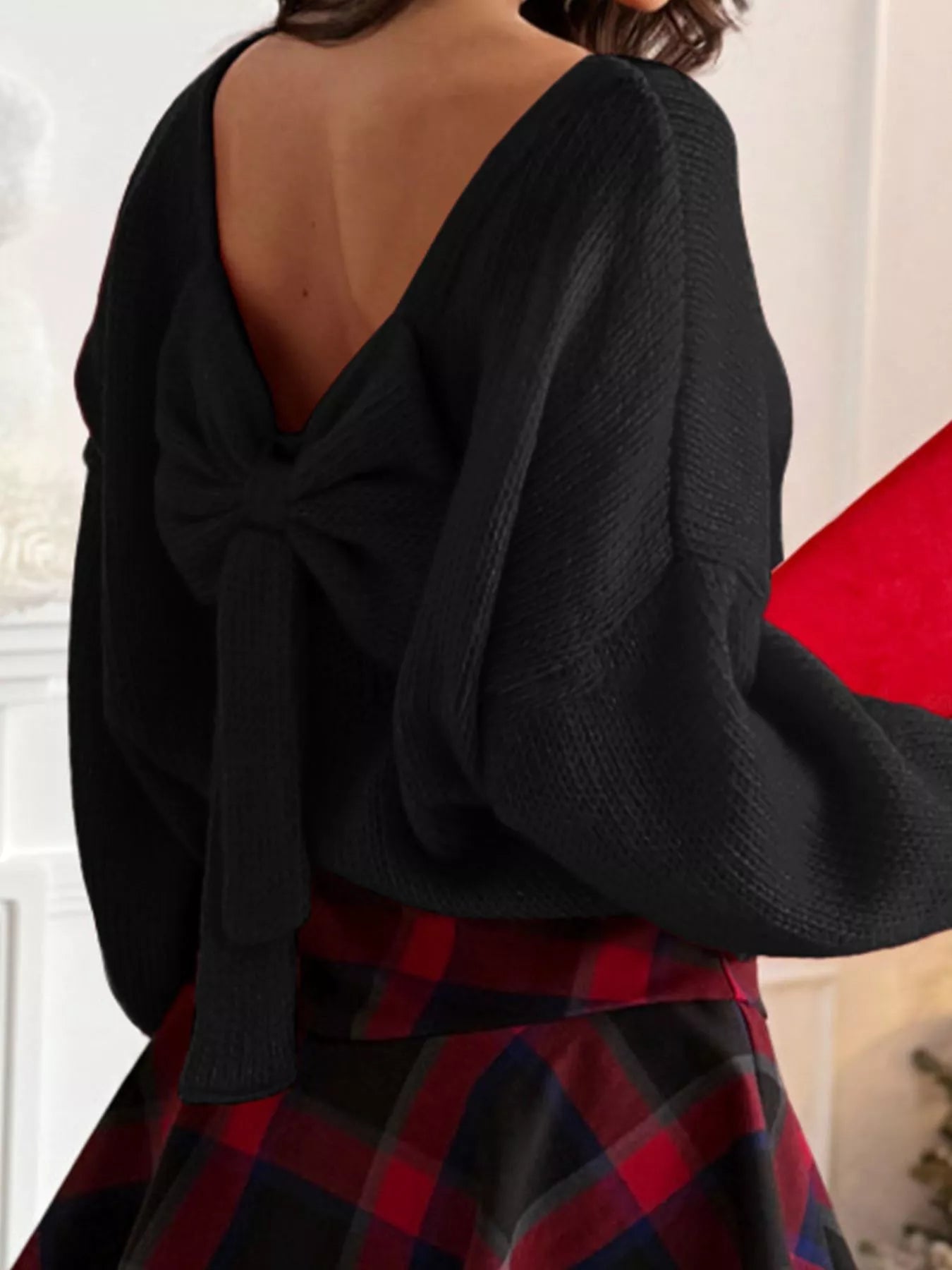 Bow Back Long Sleeve Sweater Simply Love