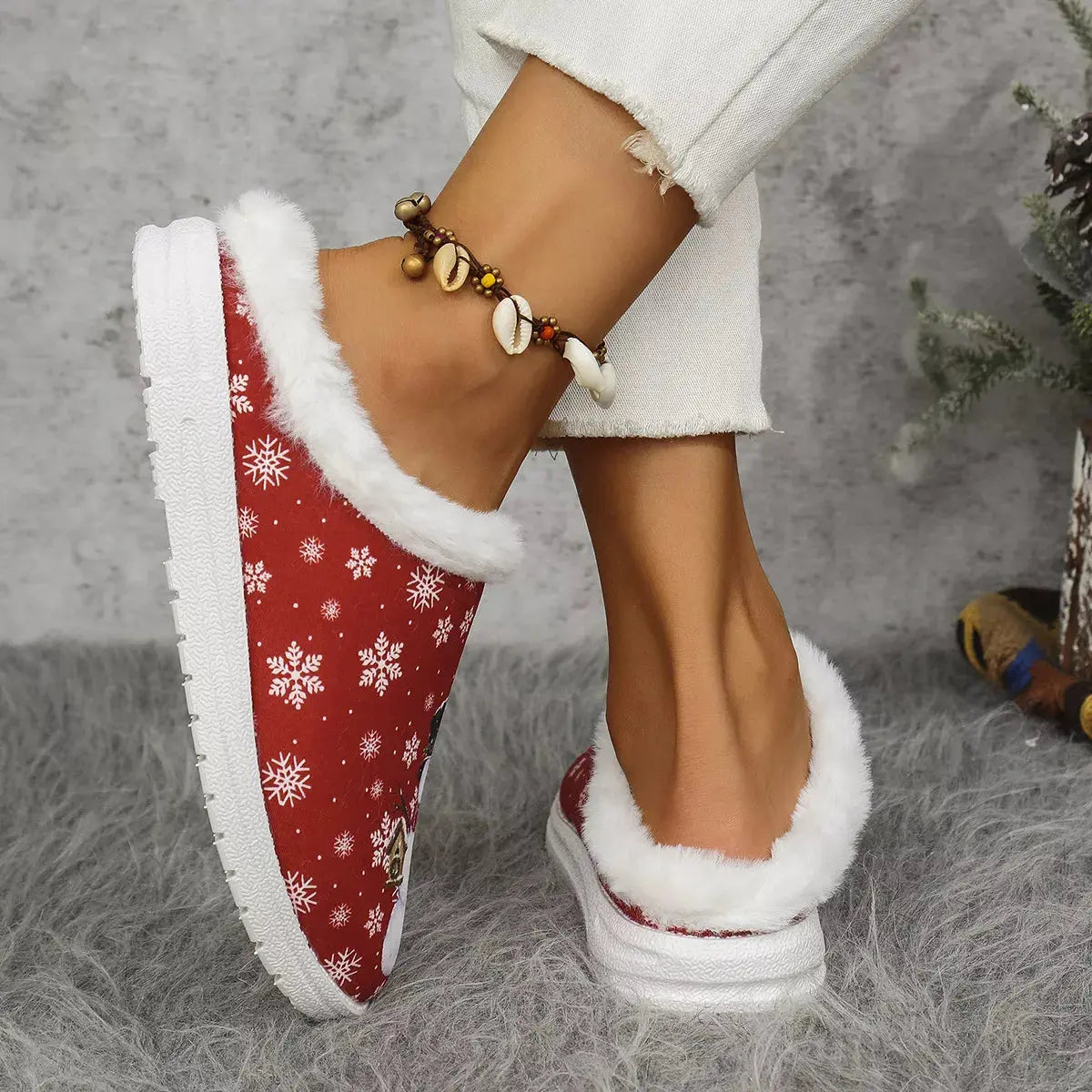 Christmas Snowman Plush Lined Slippers Simply Love