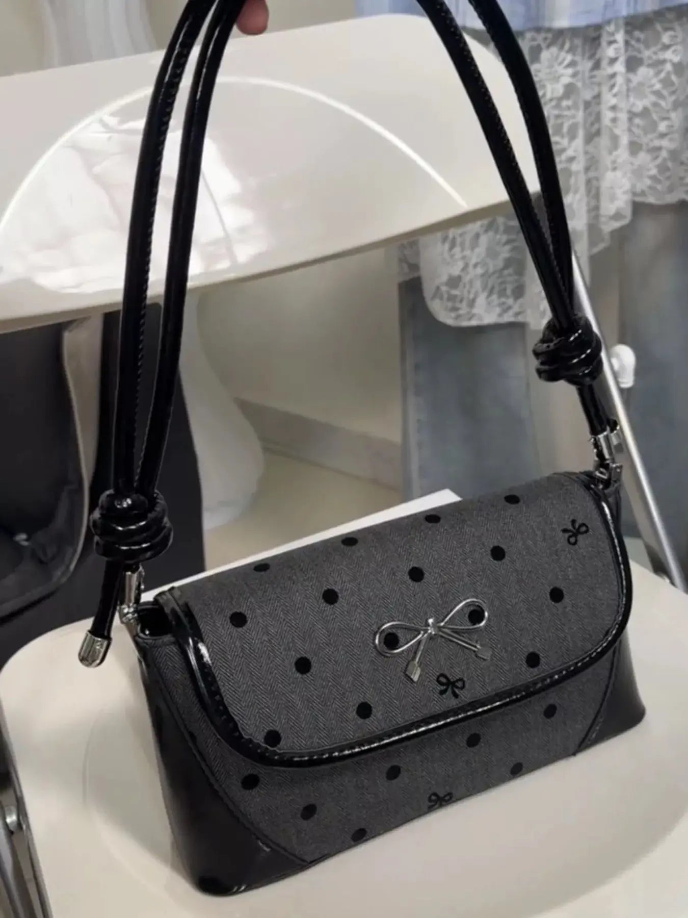 Bow Decor Flap Shoulder Bag Simply Love