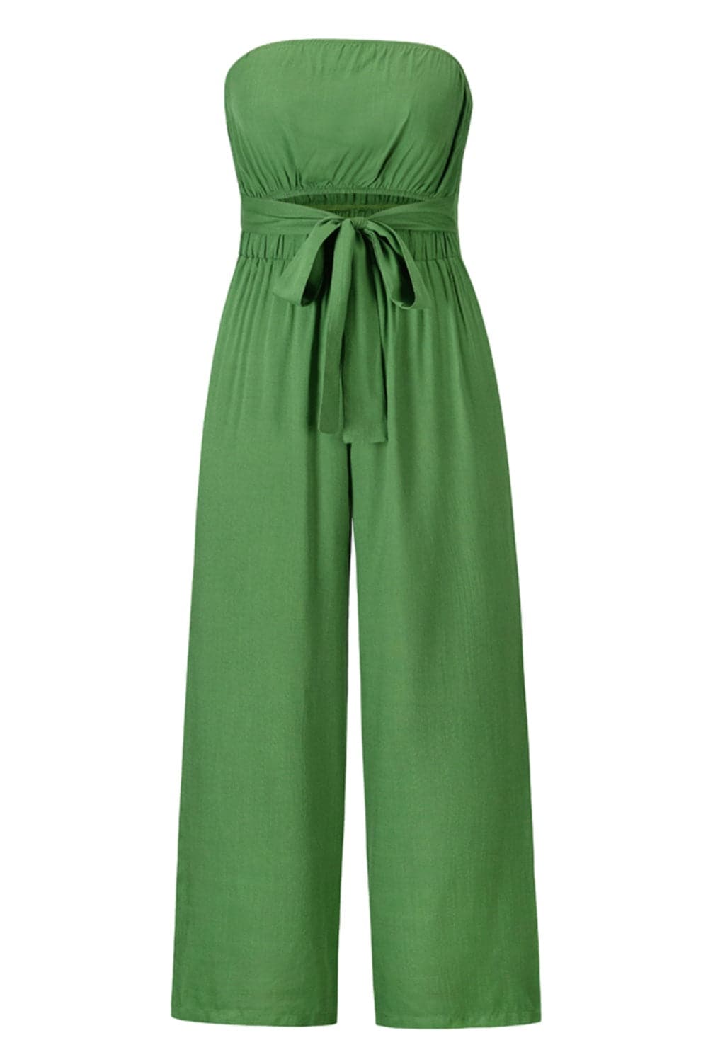 Tied Cutout Tube Wide Leg Jumpsuit.