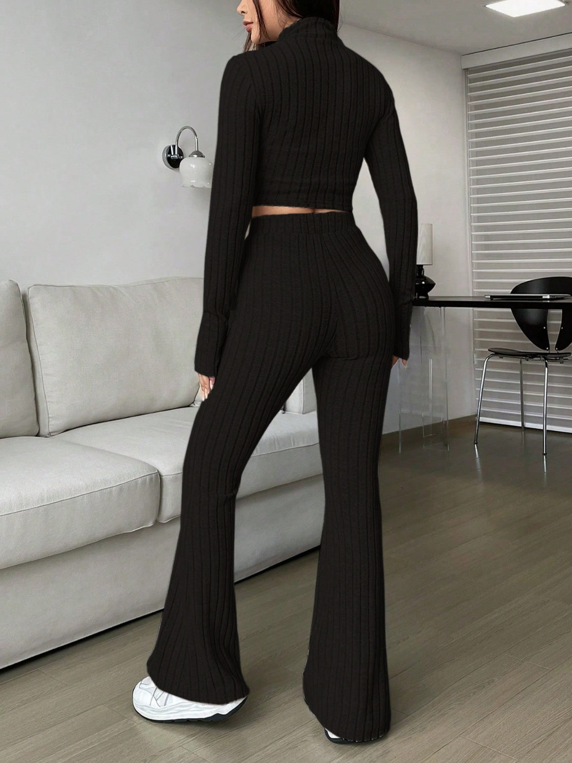 Zip Up Long Sleeve Top and Pants SetFeatures: Basic style
Number of pieces: Two-piece
Stretch: Slightly stretchy
Material composition: 95% polyester, 5% elastane
Care instructions: Machine wash cold. TLove Salve Long Sleeve TopTwo-Piece Sets