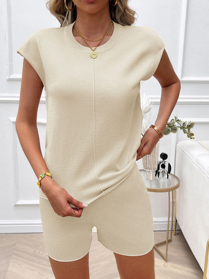 Chic cap sleeve top and shorts loungewear set