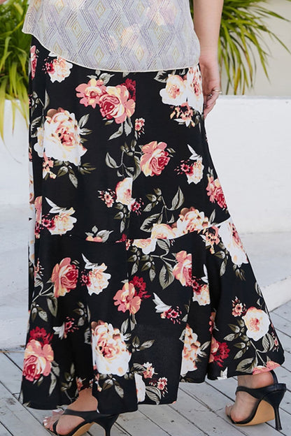 Plus Size Floral High-Rise Skirt.