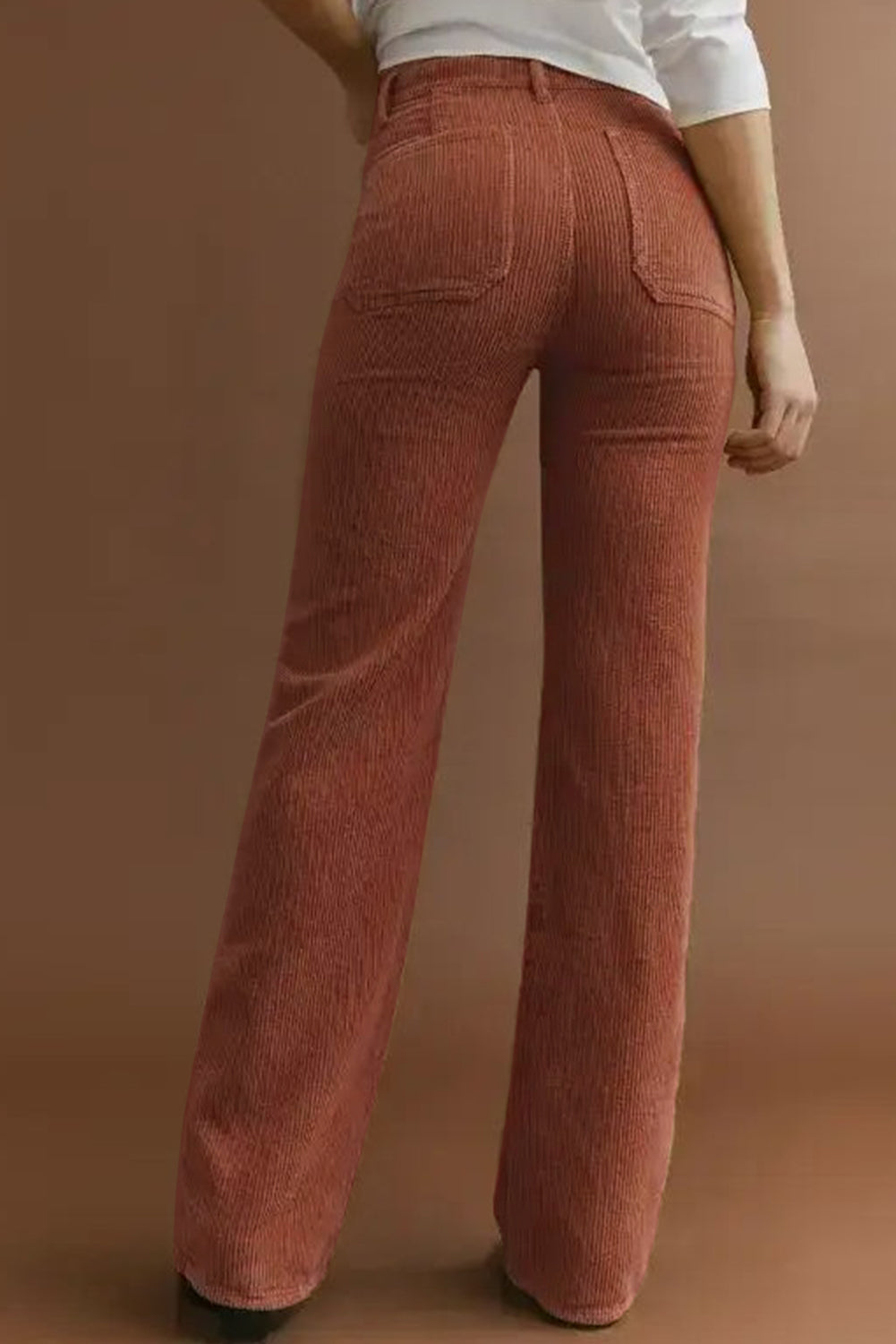 Chic brown high-waisted corduroy pants