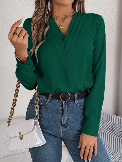 V-Neck Long Sleeve Blouse.