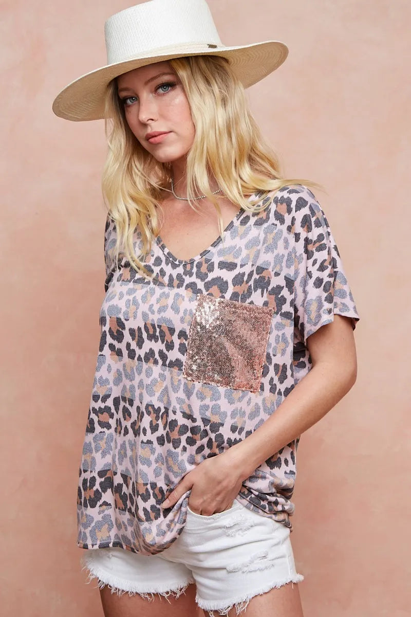 BiBi Leopard Stripe Printed Jersey T-Shirt - Love Salve 