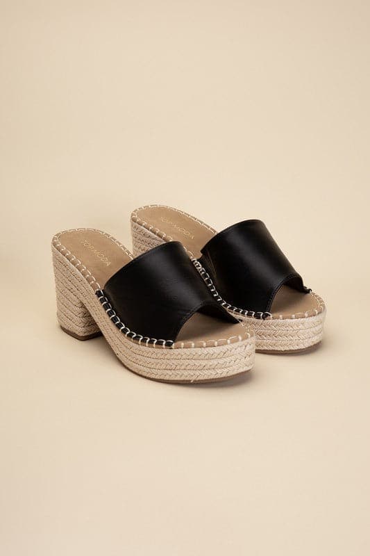 LOCK-1 Espadrille Mule Heels.