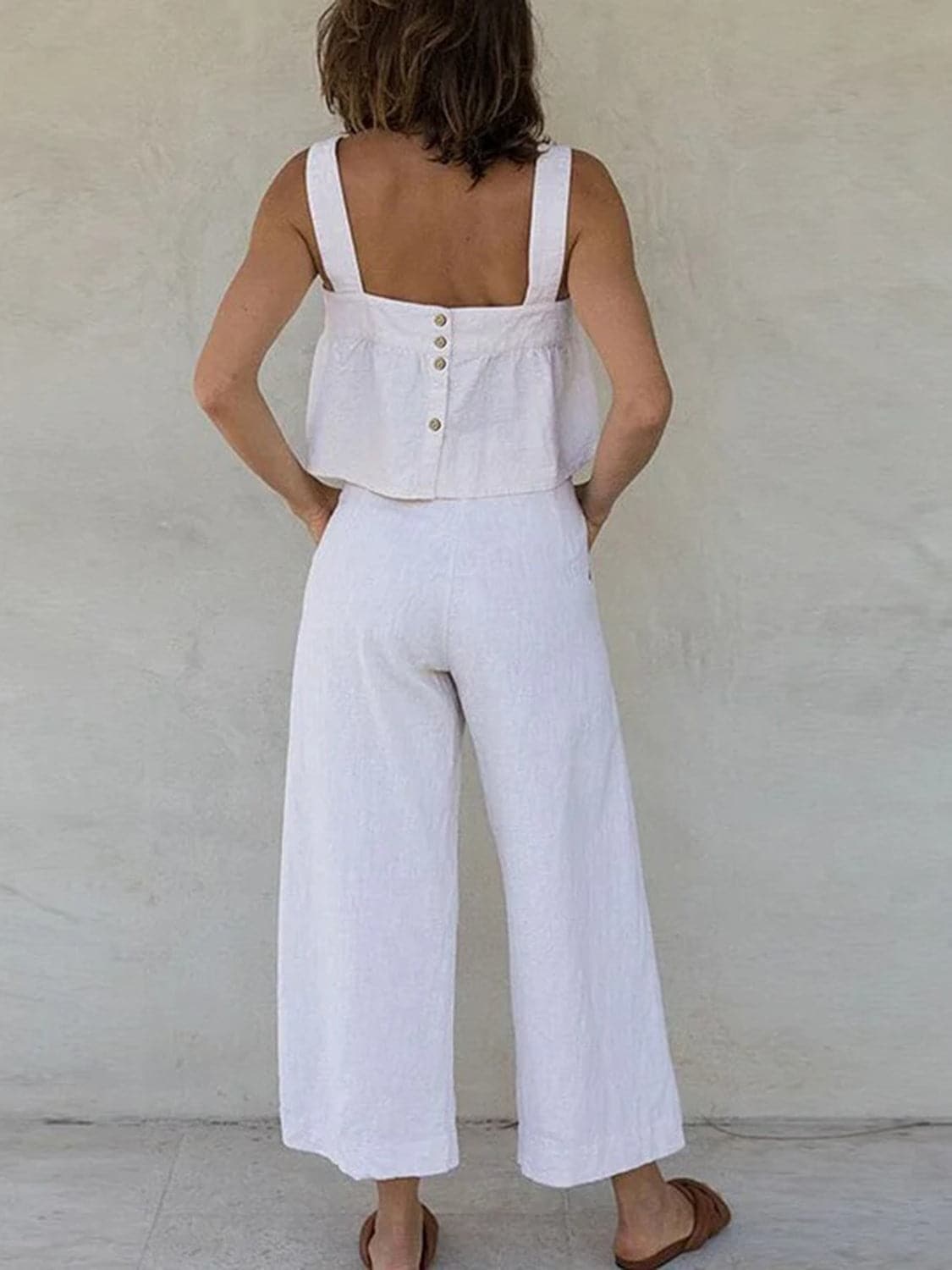 Square Neck Wide Strap Top and Pants Set.