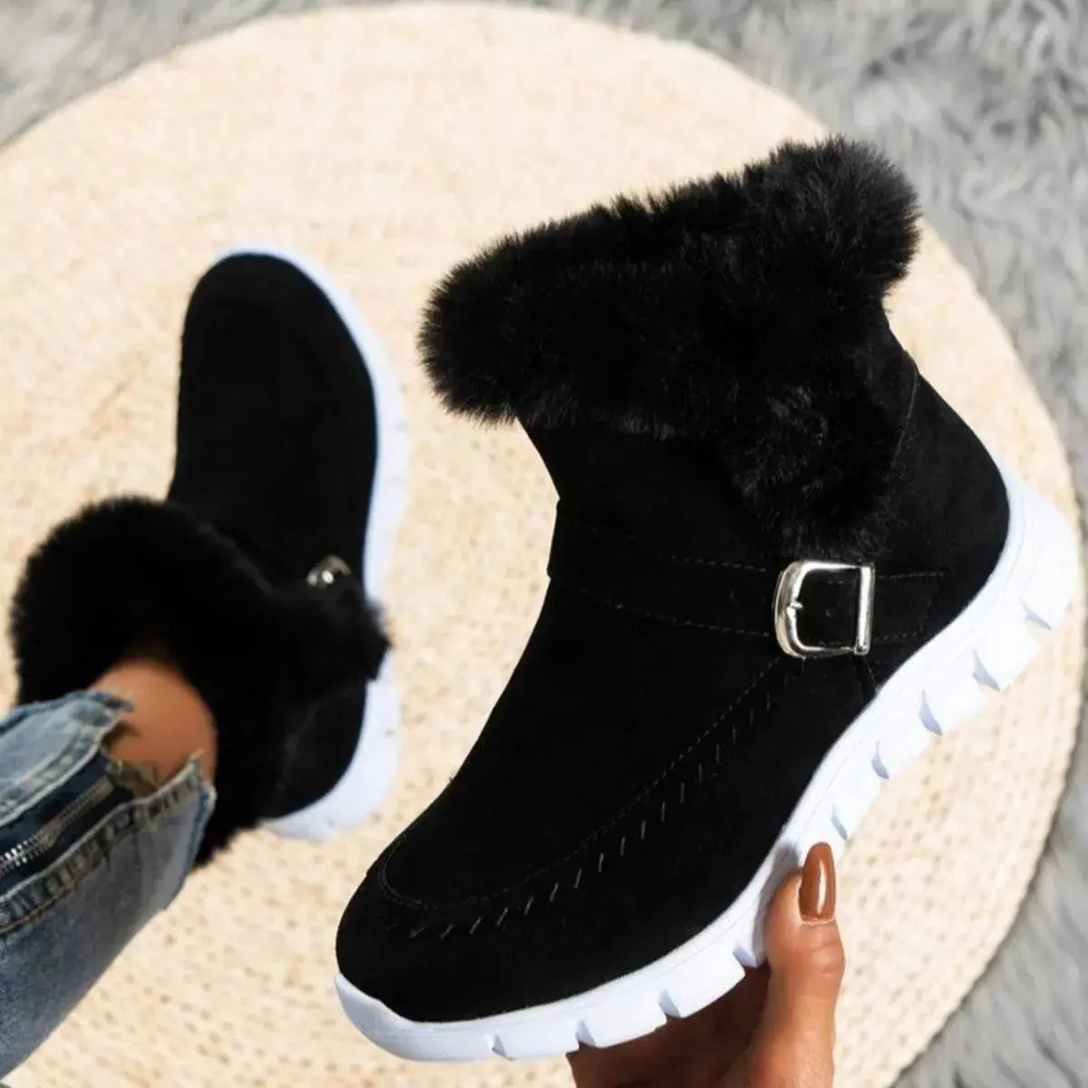 Faux Fur Trim Ankle Boots Simply Love