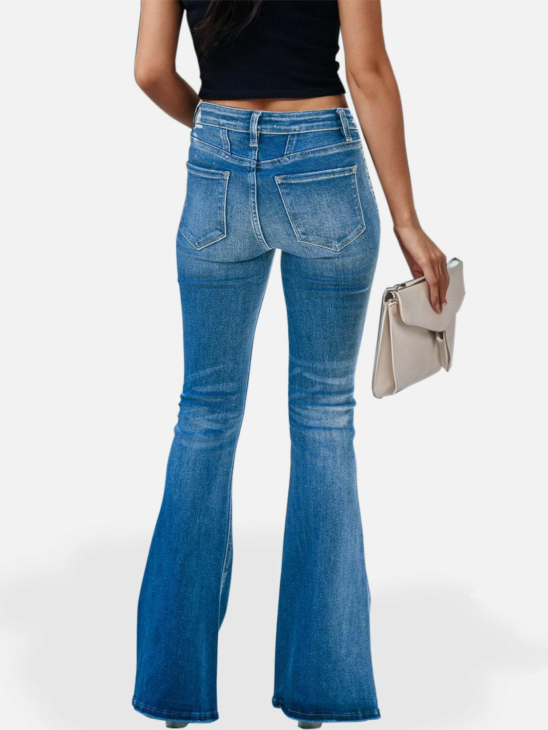 Bootcut Jeans with Button Fly and Multiple Pockets.