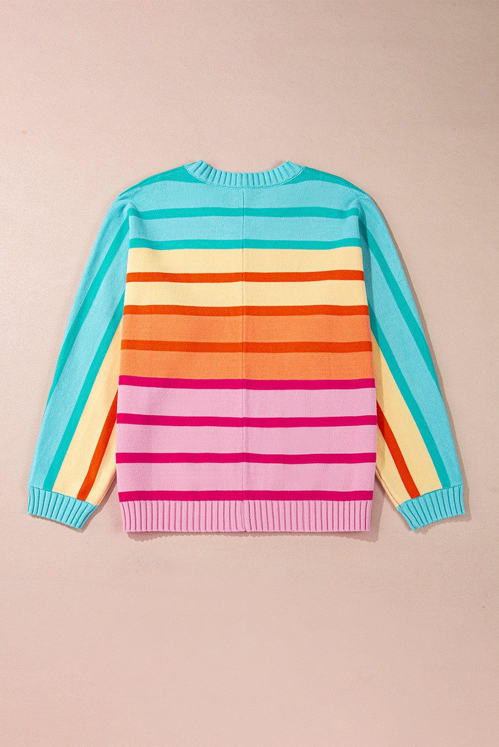 Gradient yellow stripe loose-fit sweater with ribbed edges