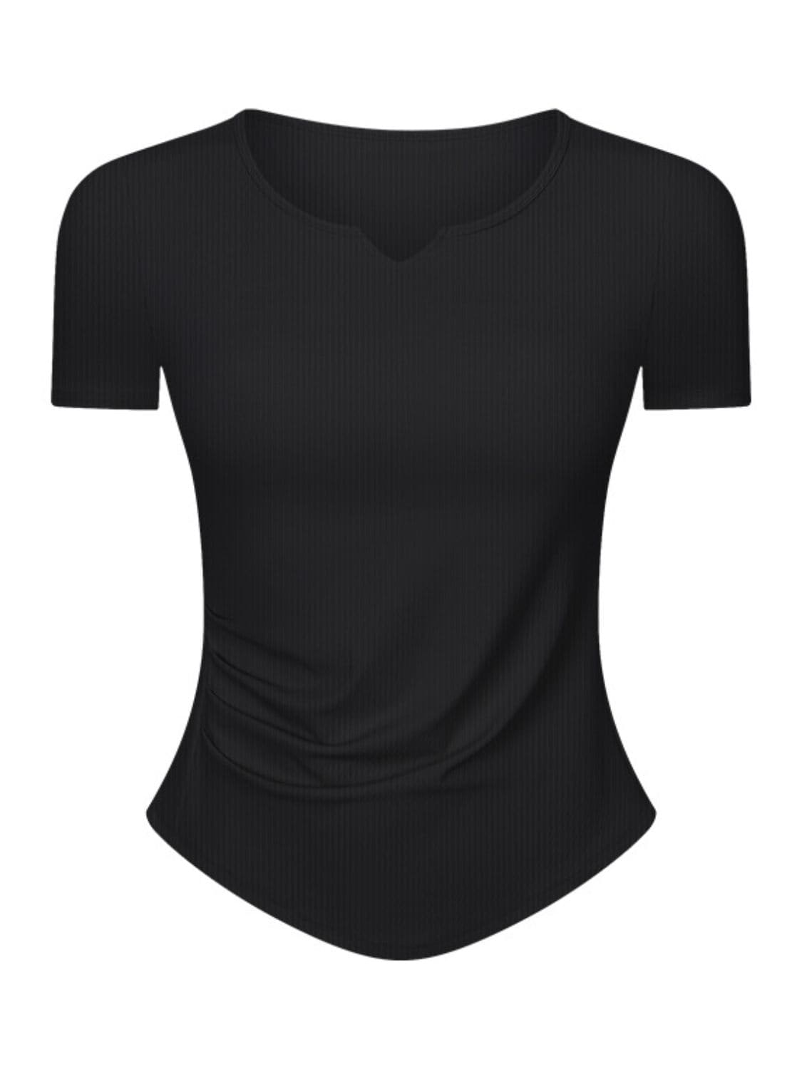 Notched Short Sleeve Active T-Shirt.