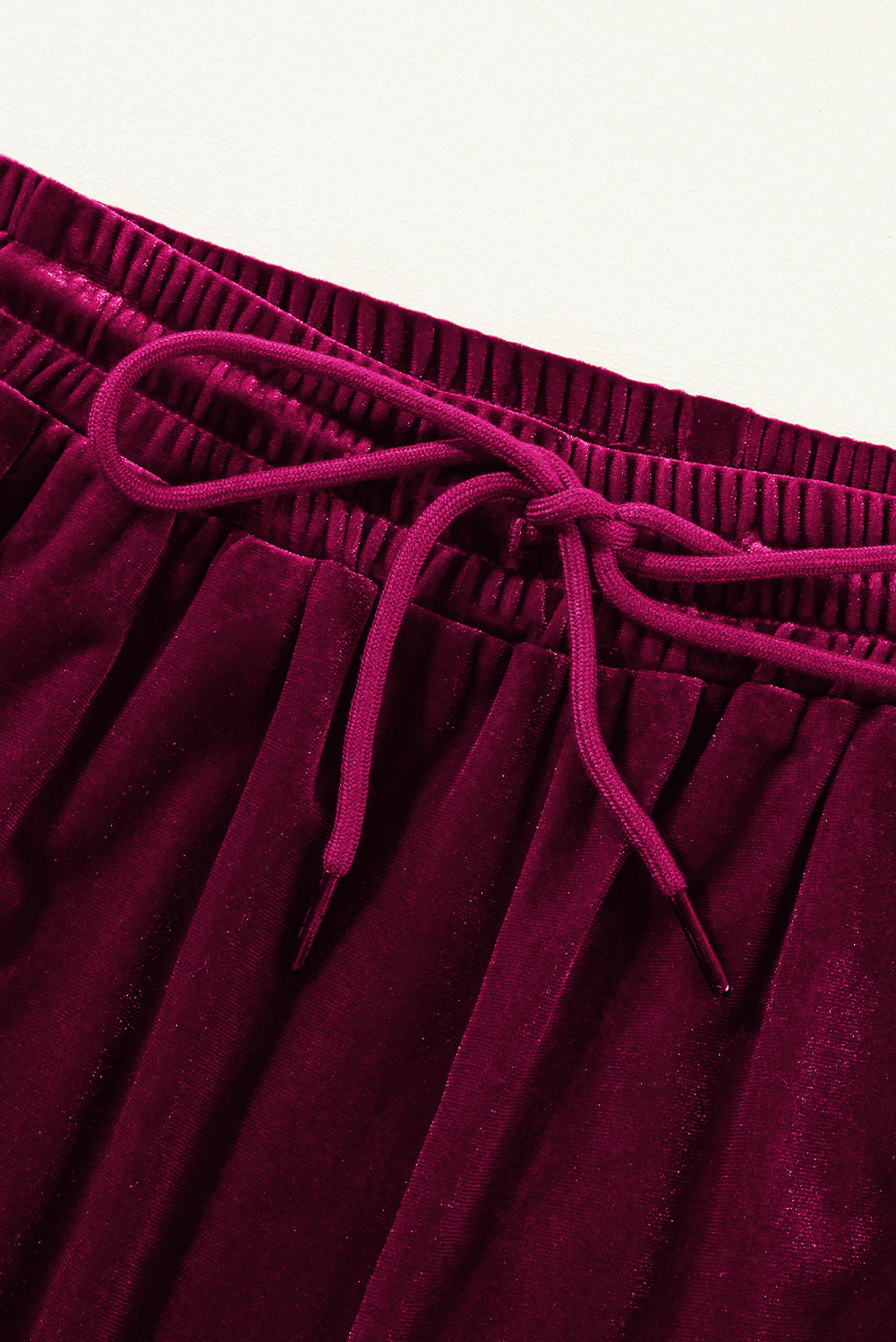 Burgundy wide leg pants with drawstring