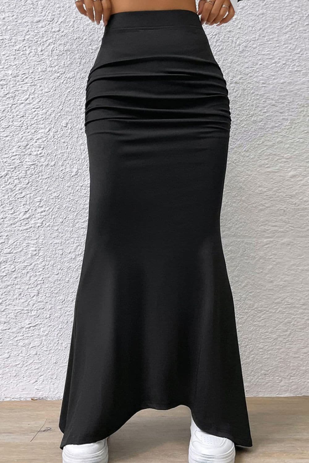 Ruched Maxi Trumpet Skirt.