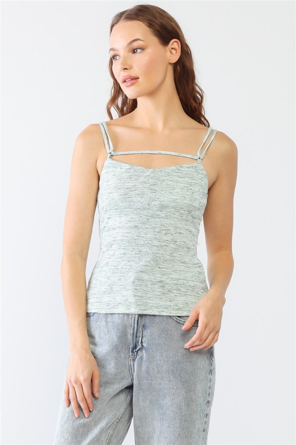 Le Lis Heathered Ribbed Adjustable Strap Cami.