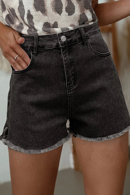 Simply Love: Raw Hem High-Waist Denim Shorts