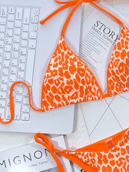 Bold & Wild: Pink Leopard Print Tie Bikini Set