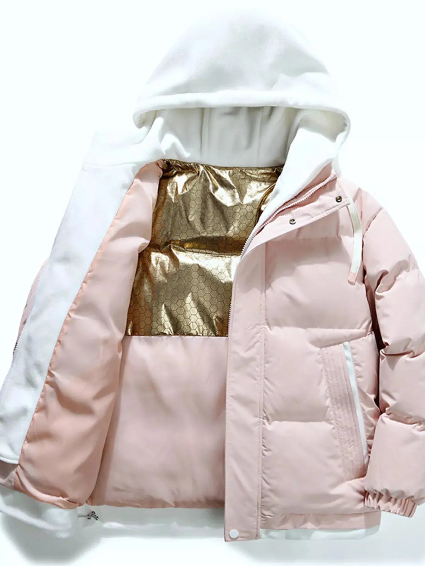 Men's Full Size Two-Tone Hooded Puffer Jacket Plus Size Simply Love