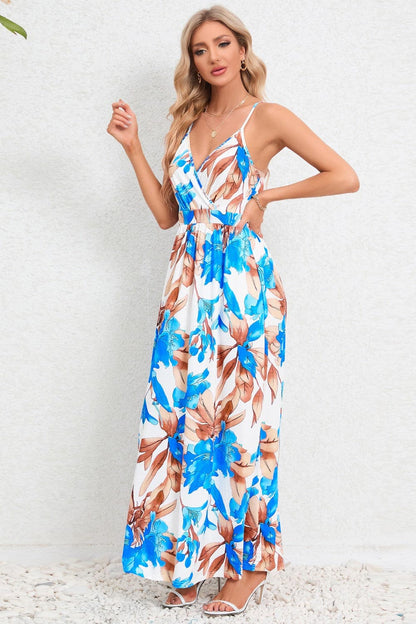 Printed Surplice Maxi Cami Dress.