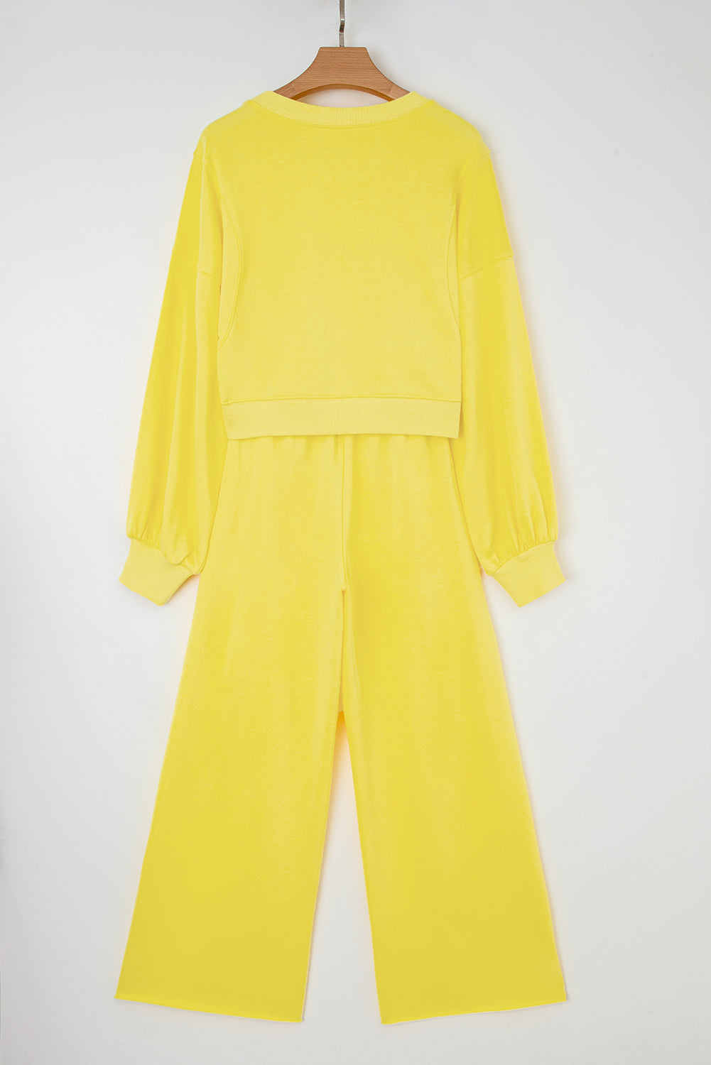Yellow Cream Puff Sleeve Crop Top and Wide Leg Pants Dear-Lover Dropshipping