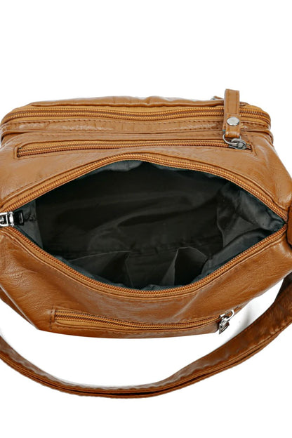 Multi-Pocket PU Leather Crossbody Bag