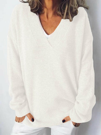 V-Neck Dropped Shoulder SweaterV-Neck Dropped Shoulder Sweater
 Upgrade your sweater collection with our V-Neck Dropped Shoulder Sweater, a perfect blend of style and comfort.
 Features:
 
 
BasicLove Salve -Neck Dropped Shoulder SweaterKnit Tops