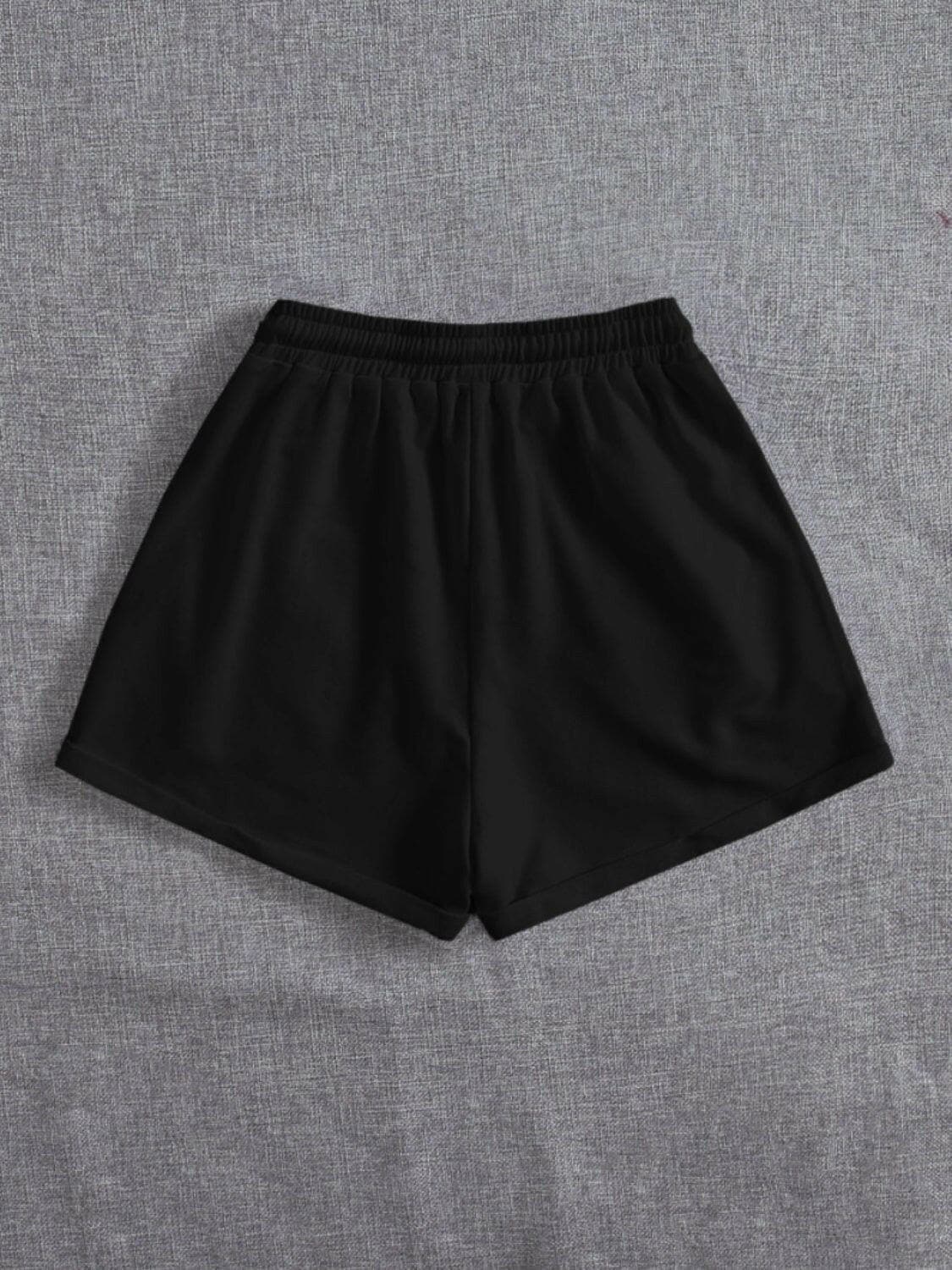 Drawstring Pocketed Elastic Waist Shorts.