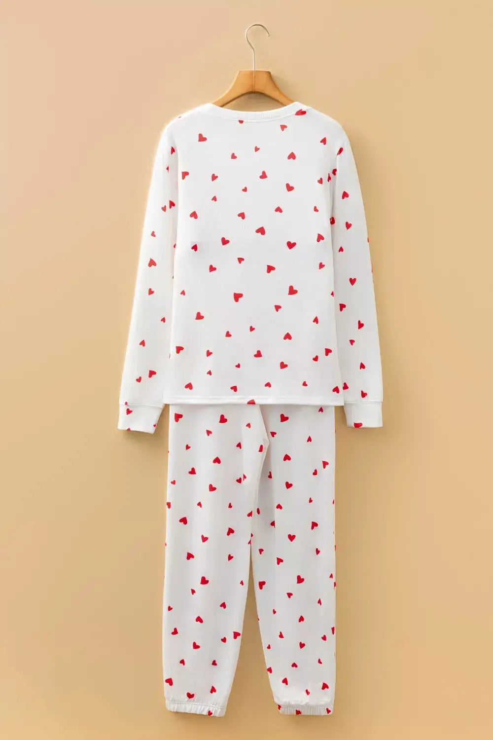 Hearts Printed Long Sleeve Top Drawstring Pants Lounge Set Simply Love