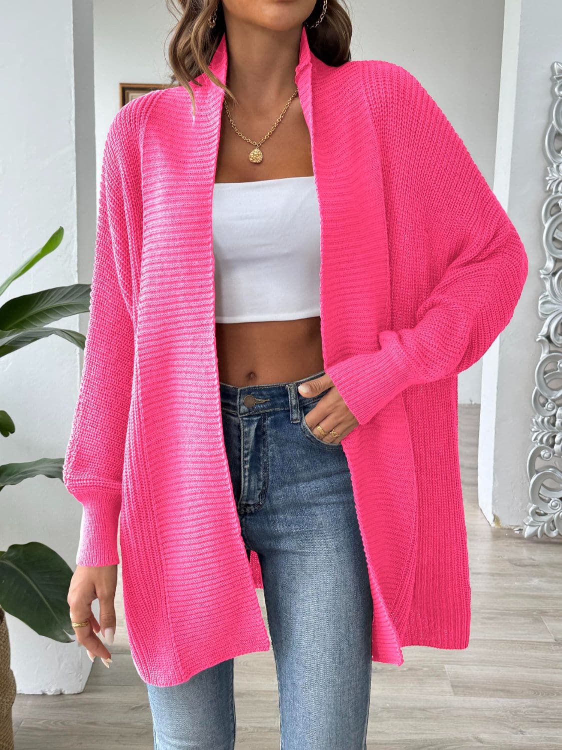 Open front long sleeve cardigan