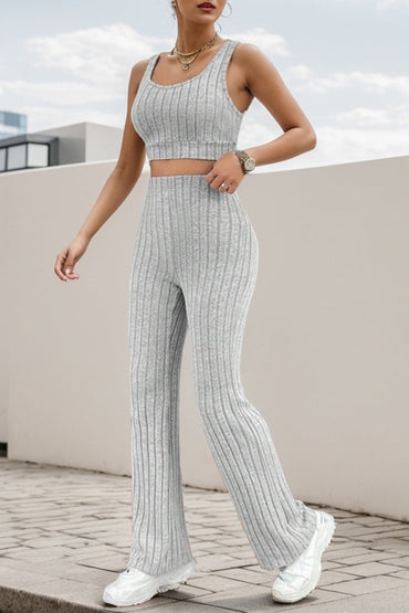 Wide Strap Tank and High Waist Pants Set.