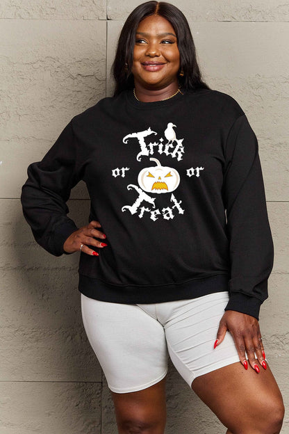 Simply Love Full Size TRICK OR TREAT Graphic Sweatshirt.