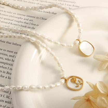 18K Gold-Plated Freshwater Pearl Necklace.