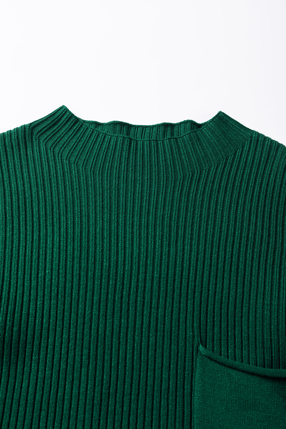 Cozy jungle green plus size mock neck sweater with chest pocket