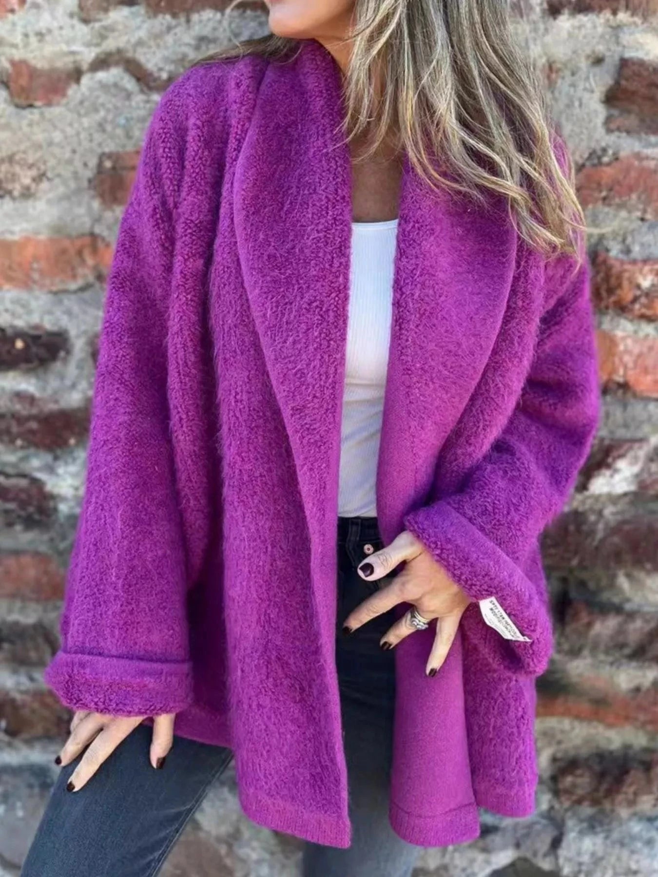Open Front Long Sleeve Fluffy Jacket Coco’s Tee Boutique